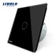 Intrerupator simplu cu touch Livolo cu rama din sticla neagra