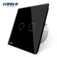 Intrerupator dublu cu touch Livolo cu rama din sticla neagra