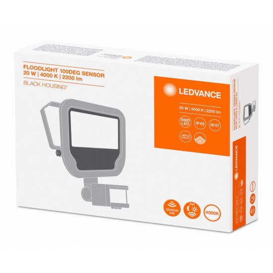 Proiector LED cu senzor 20W LEDVANCE corp negru alb IP65