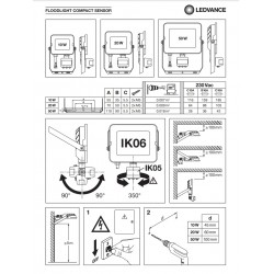 Proiector LED cu senzor 10W LEDVANCE COMPACT Corp Negru IP65