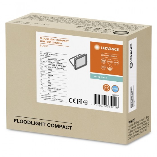 Proiector LED 20W LEDVANCE COMPACT negru alb IP65