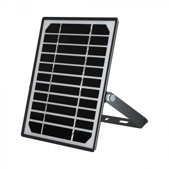 Proiector LED 10W corp negru cu senzor PIR si panou solar baterie LiFePO4 3.7V 3600mA inlocuibila si control inteligent cu telecomanda IP65