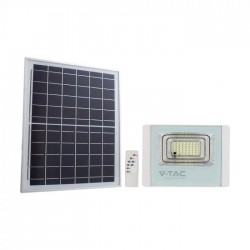 Proiector LED 16W corp alb cu panou solar si telecomanda cu functii multiple IP65 4000K