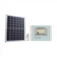 Proiector LED 20W corp alb cu panou solar si telecomanda cu functii multiple IP65