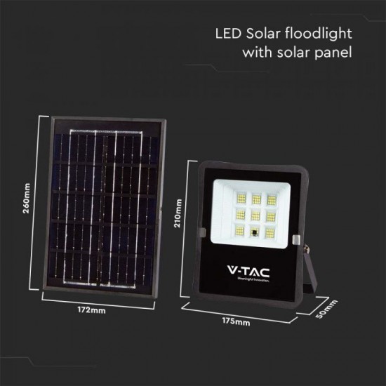 Proiector LED 6W corp negru cu panou solar 50W si telecomanda cu functii multiple IP65