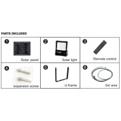 Proiector LED 6W corp negru cu panou solar 50W si telecomanda cu functii multiple IP65
