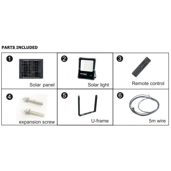 Proiector LED 16W corp negru cu panou solar 200W si telecomanda cu functii multiple IP65