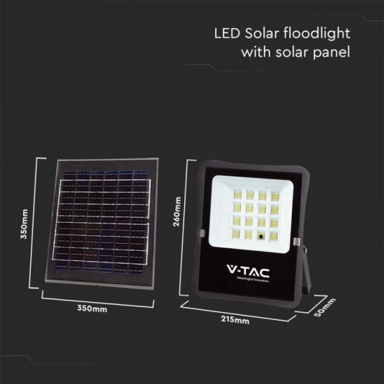 Proiector LED 12W corp negru cu panou solar 100W si telecomanda cu functii multiple IP65