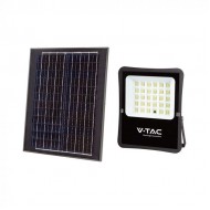 Proiector LED 20W corp negru cu panou solar 300W si telecomanda cu functii multiple IP65