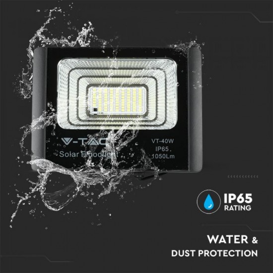 Proiector LED negru 16W Alb Neutru cu panou solar
