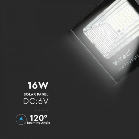Proiector LED negru 16W Alb Neutru cu panou solar