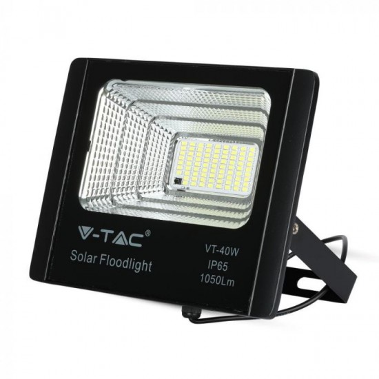 Proiector LED negru 16W Alb Neutru cu panou solar