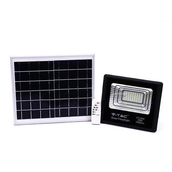 Proiector LED negru 16W Alb Neutru cu panou solar
