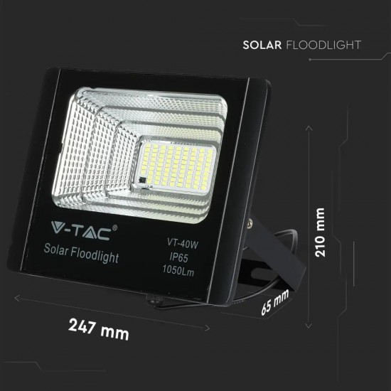 Proiector LED negru 16W Alb Neutru cu panou solar