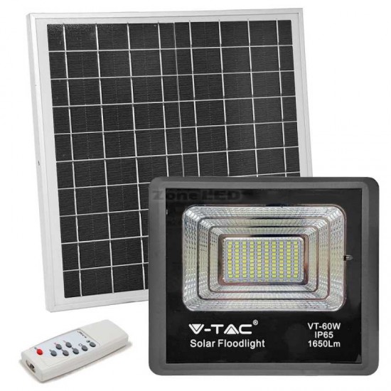 Proiector LED negru 20W Alb Neutru cu panou solar