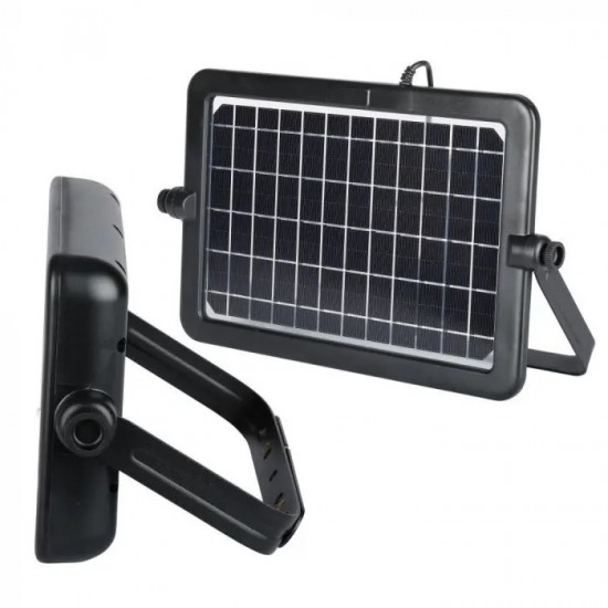 Proiector LED 10W cu senzor PIR panou solar si port USB corp negru lumina neutra IP65