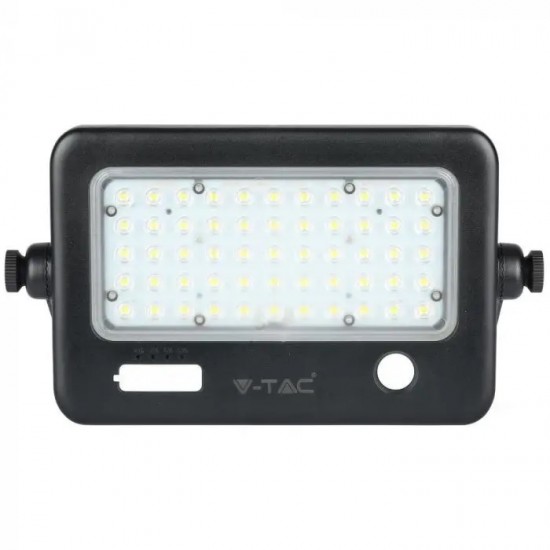 Proiector LED 10W cu senzor PIR panou solar si port USB corp negru lumina neutra IP65