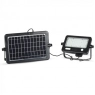 Proiector LED 10W cu senzor PIR panou solar si port USB corp negru lumina neutra IP65