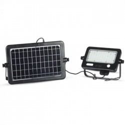 Proiector LED 10W cu senzor PIR panou solar si port USB corp negru lumina neutra IP65