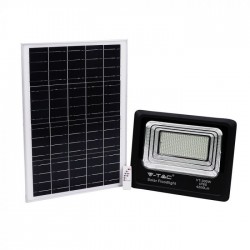 Proiector LED negru 50W Alb Neutru cu panou solar si telecomanda cu functii multiple
