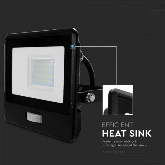 Proiector LED cu senzor 20W Cip SAMSUNG Corp Negru Alb cablu 1m