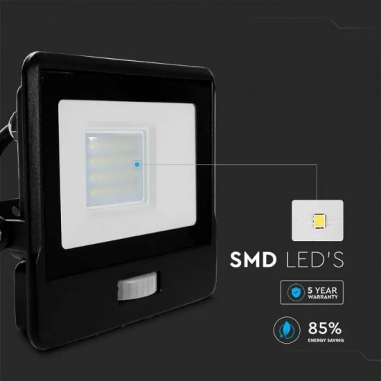 Proiector LED cu senzor 20W Cip SAMSUNG Corp Negru Alb cablu 1m