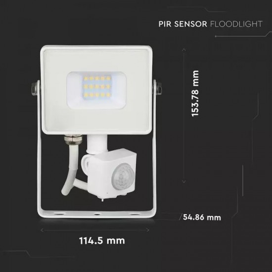 Proiector LED cu senzor 10W Cip SAMSUNG Corp Negru Alb