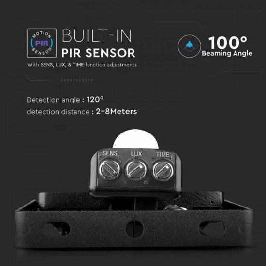 Proiector LED cu senzor 10W Cip SAMSUNG Corp Negru Alb