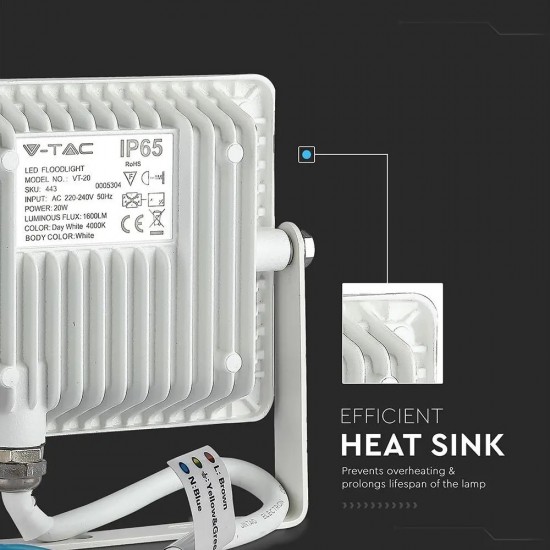 Proiector LED 20W Cip Samsung Corp Alb Alb Rece