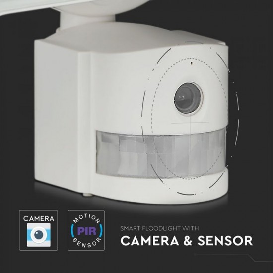 Proiector LED 18W Senzor WiFi si Camera Alb Rece