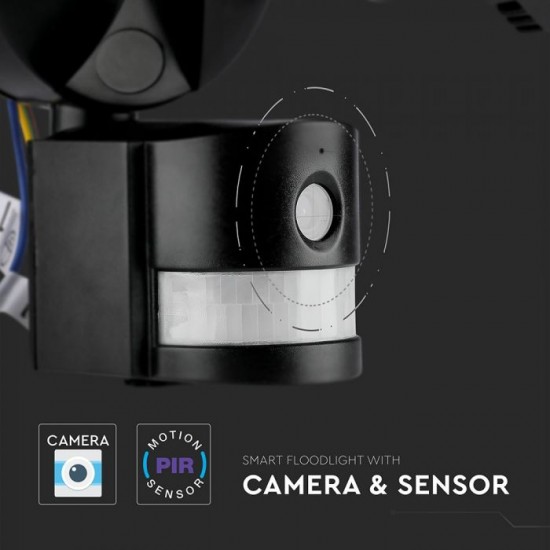 Proiector LED 18W Senzor WiFi si Camera Alb Rece Corp Negru