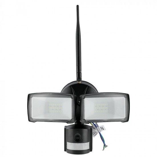 Proiector LED 18W Senzor WiFi si Camera Alb Rece Corp Negru
