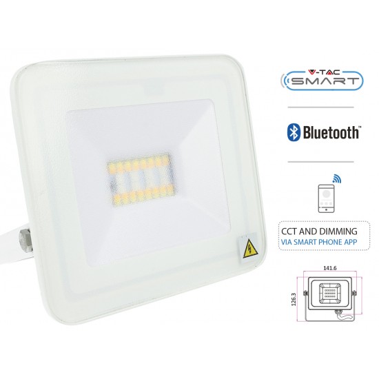 Proiector LED Smart 20W cu Bluetooth RGB + alb cald, neutru, rece Corp Alb