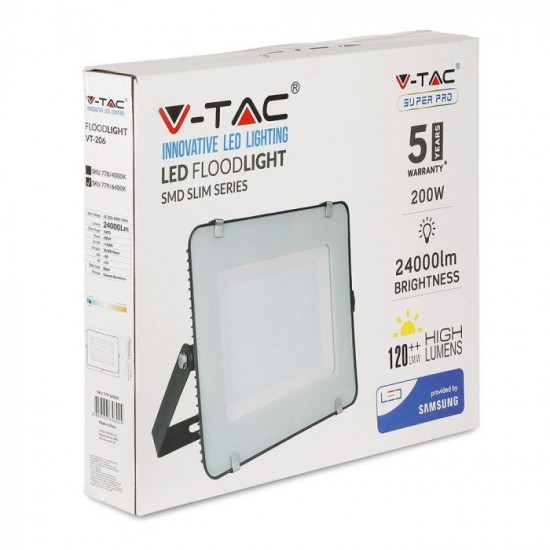 Proiector LED 200W Cip Samsung 120lm/W Corp Negru Alb Rece