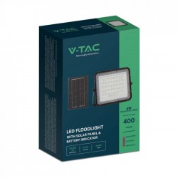 Proiector LED 6W corp negru cu panou solar 40W baterie fast charge inlocuibila si control inteligent cu telecomanda IP65