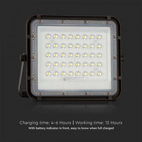 Proiector LED 10W corp negru cu panou solar 80W baterie fast charge inlocuibila si control inteligent cu telecomanda IP65