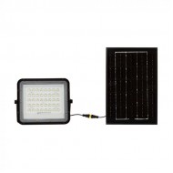 Proiector LED 6W corp negru cu panou solar 40W baterie fast charge inlocuibila si control inteligent cu telecomanda IP65