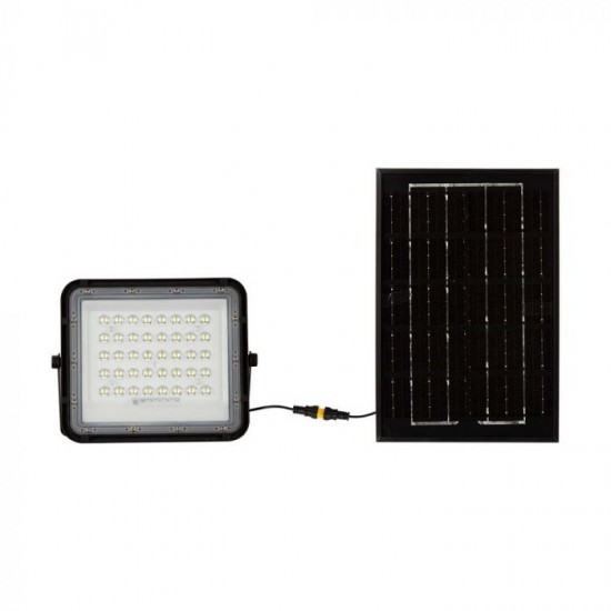 Proiector LED 6W corp negru cu panou solar 40W baterie fast charge inlocuibila si control inteligent cu telecomanda IP65