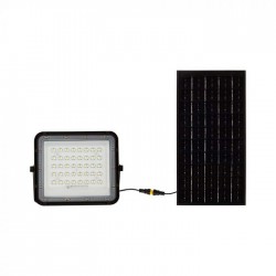 Proiector LED 10W corp negru cu panou solar 80W baterie fast charge inlocuibila si control inteligent cu telecomanda IP65