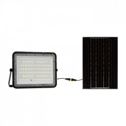 Proiector LED 15W corp negru cu panou solar 120W baterie fast charge inlocuibila si control inteligent cu telecomanda IP65