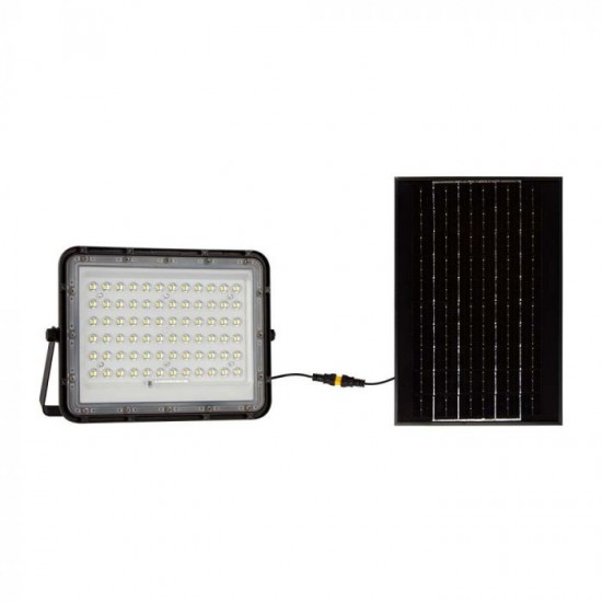 Proiector LED 15W corp negru cu panou solar 120W baterie fast charge inlocuibila si control inteligent cu telecomanda IP65