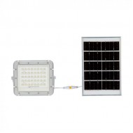 Proiector LED 10W corp alb cu panou solar 80W baterie fast charge inlocuibila si control inteligent cu telecomanda IP65