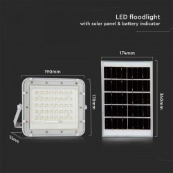 Proiector LED 10W corp alb cu panou solar 80W baterie fast charge inlocuibila si control inteligent cu telecomanda IP65