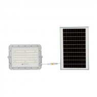 Proiector LED 15W corp alb cu panou solar 120W baterie fast charge inlocuibila si control inteligent cu telecomanda IP65