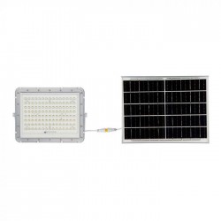 Proiector LED 20W corp alb cu panou solar 180W baterie fast charge inlocuibila si control inteligent cu telecomanda IP65