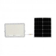 Proiector LED 30W corp alb cu panou solar 240W baterie fast charge inlocuibila si control inteligent cu telecomanda IP65