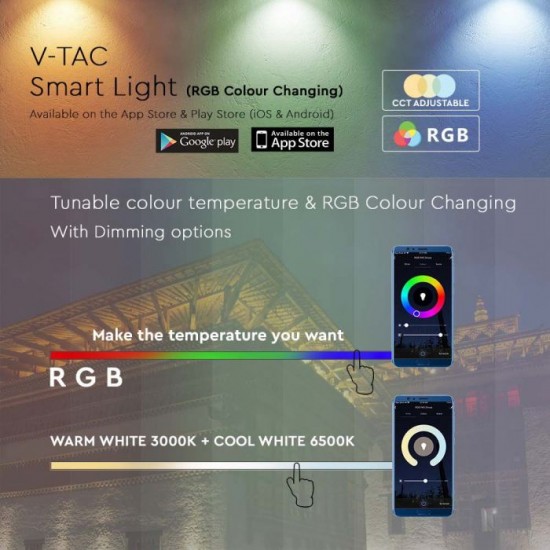 Proiector LED Smart 10W compatibil cu Amazon Alexa si Google Home RGB + alb cald, neutru, rece Corp Negru