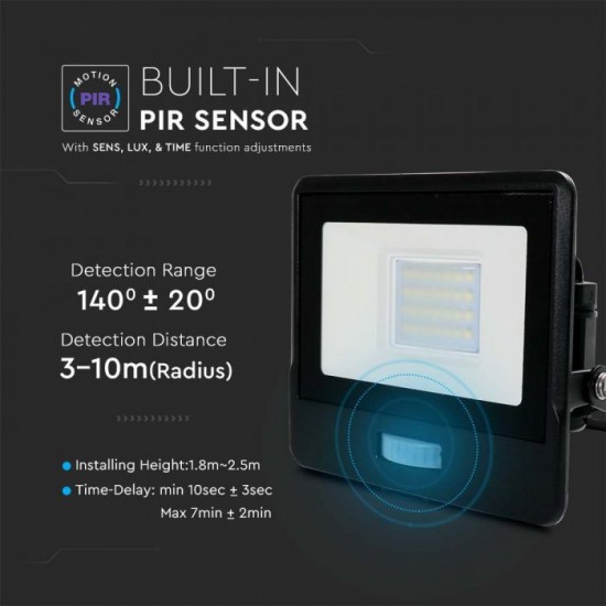 Proiector LED Smart 20W cu senzor de miscare compatibil  Amazon Alexa si Google Home RGB + alb cald, neutru, rece Corp Negru