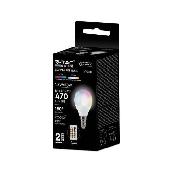Bec LED bulb smart 4.8W E14 control telecomanda RF dimabil RGB+3000K