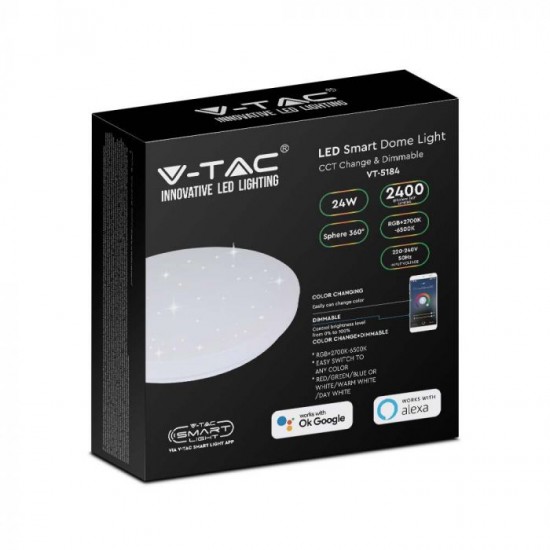 Plafoniera LED inteligenta 24W Smart dimabila RGB 3in1 compatibil Amazon Alexa si Google Home IP20 aspect instelat